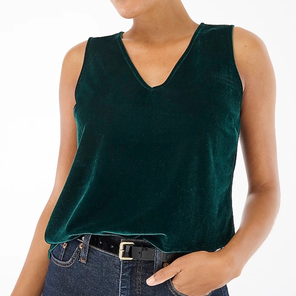 J.Crew Dark Green Velvet Tank Top